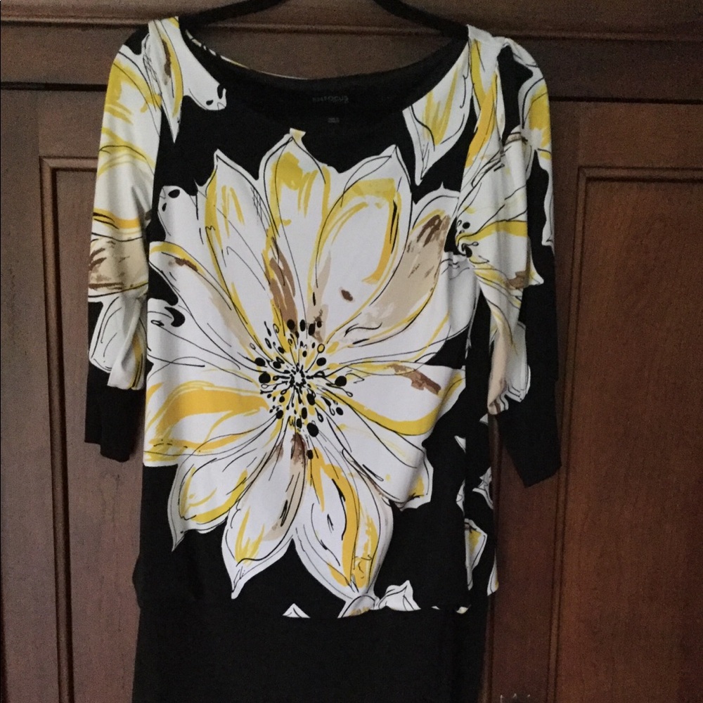 Sz 8, Super Fun! Black and Yellow Floral Dress